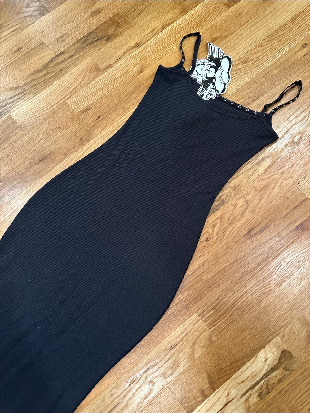 Boys Lie Black Ribbed Maxi Dress with Red Rose and Cherubs - Picture 7 of 7